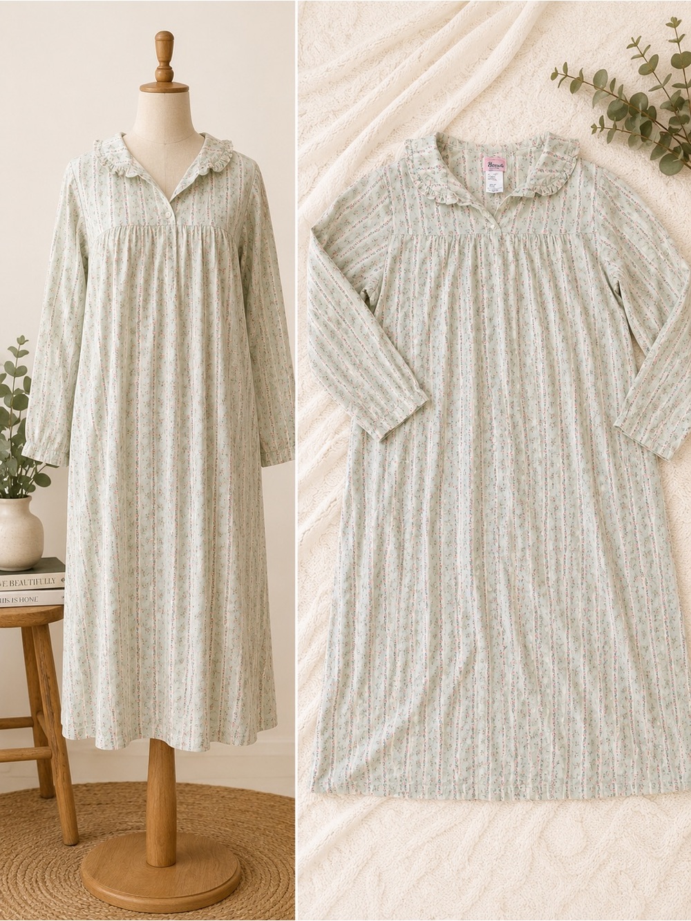 Vintage Cottagecore Floral Nightgown / Sleep Dress | 100% Cotton